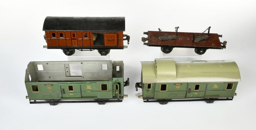 Marklin, 4 Wagen, Spur 1: Marklin, 4 Wagen, Spur 1, 1x fehlendes Dach, Z 2-3