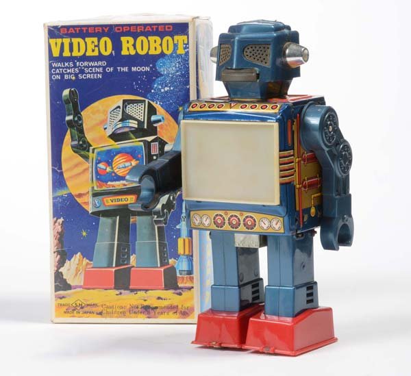 Horikawa: English: Horikawa, Video Robot, Japan, mixed material, battery drive ok, original box condition 1-, condition 1-2 Deutsch: Horikawa, Video Robot, Japan, 24 cm, Gemischtbauweise, Elektroantrieb ok, Okt