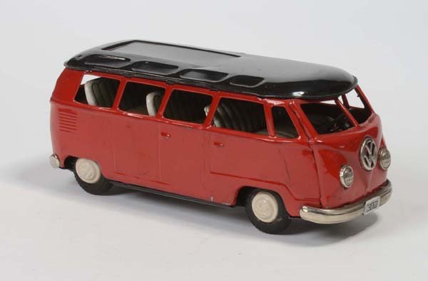 Bandai: English: Bandai, VW bus, Japan, tin, functions ok, minimal paint damage, condition 2, Deutsch: Bandai, VW Bus, Japan, 20 cm, Blech, Funktion ok., minimale Lackmängel, Z 2, (185)