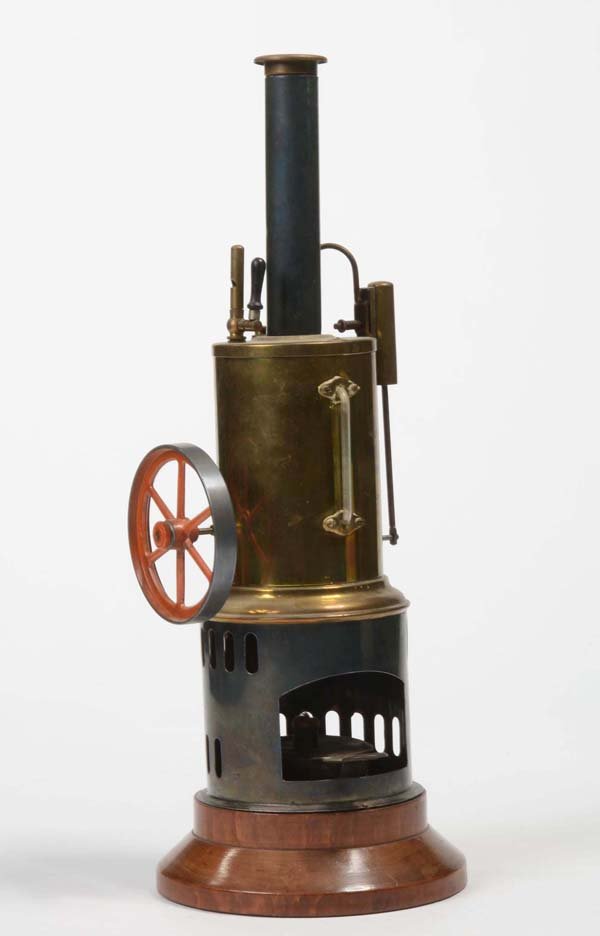 Carette: English: Carette, steam engine, Germany, wooden base loose, otherwise in very good condition Deutsch: Carette, Dampfmaschine, Höhe 36 cm, Germany, Holzsockel locker, sonst sehr gut, (452)