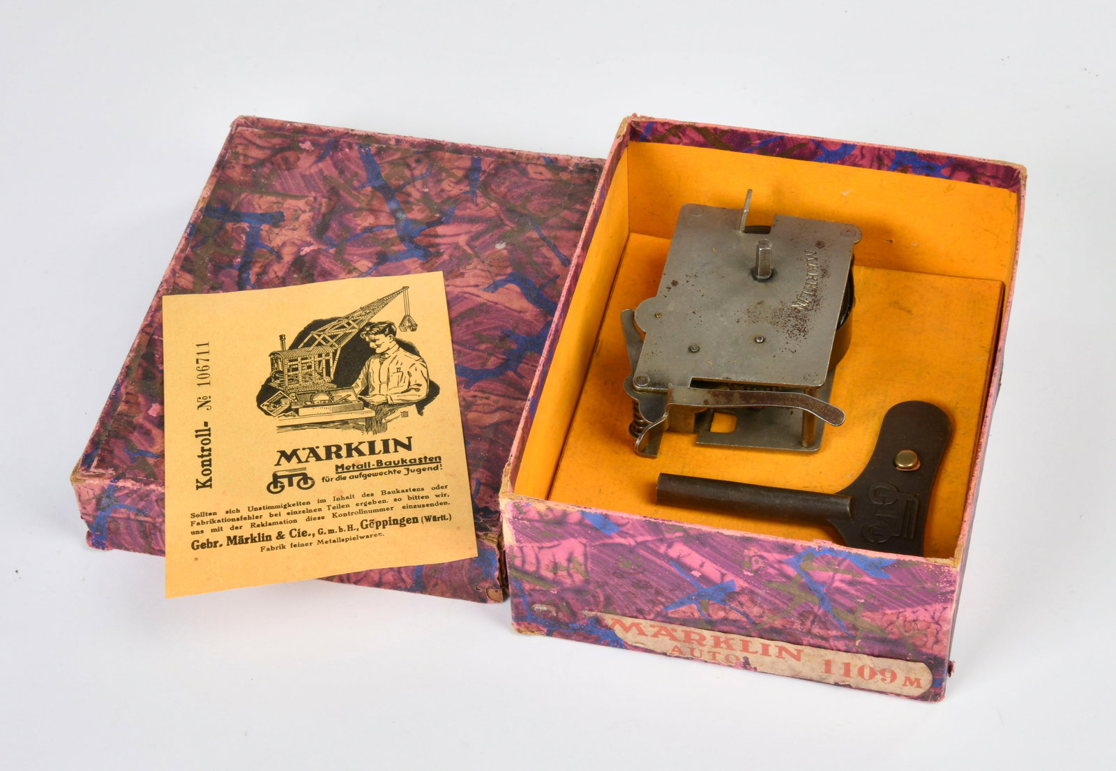 Marklin, Uhrwerksmotor: Marklin, clockwork engine, Germany, box, with key, 10 cm, C 1-