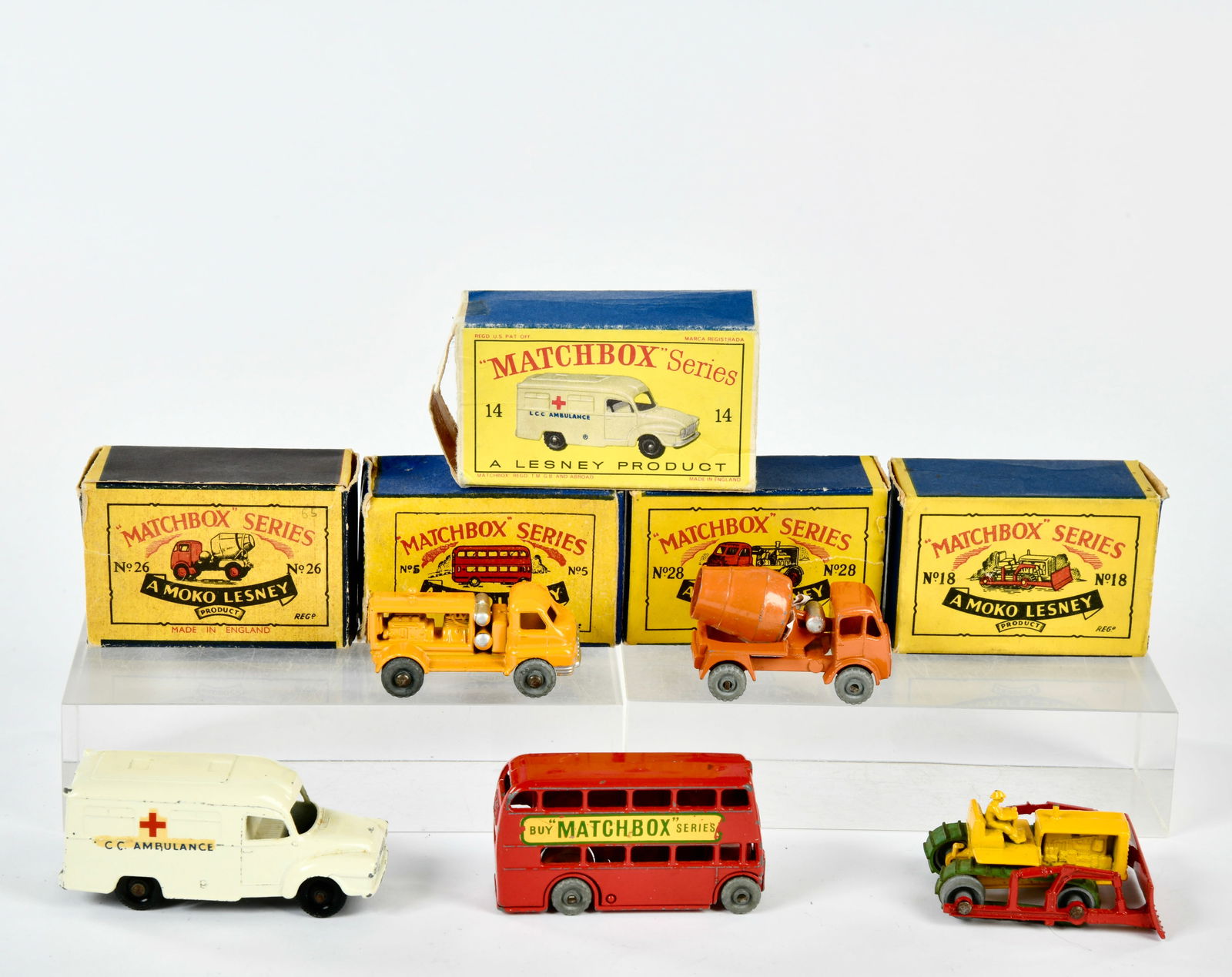Matchbox, 5 Modelle: Matchbox, 5 models, England, box C 1-3, min. paint d., C 1-2
