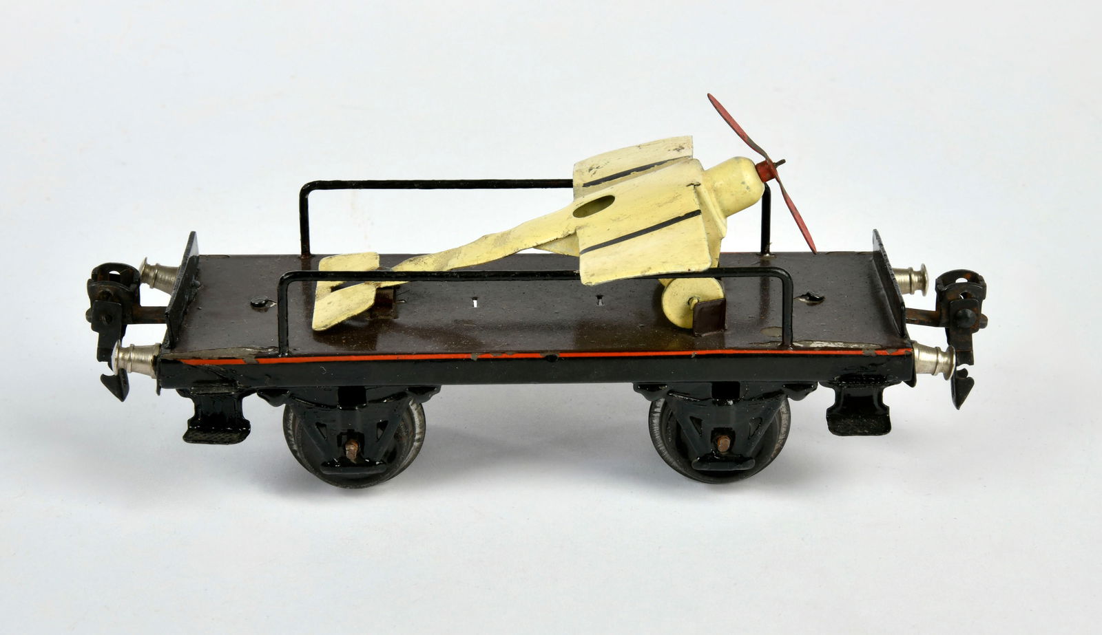 Marklin, Plattformwagen mit Taube 1764 F: Marklin, wagon with plane "Taube" 1764 F, Germany pw, gauge 0, min. paint d., part. refinished