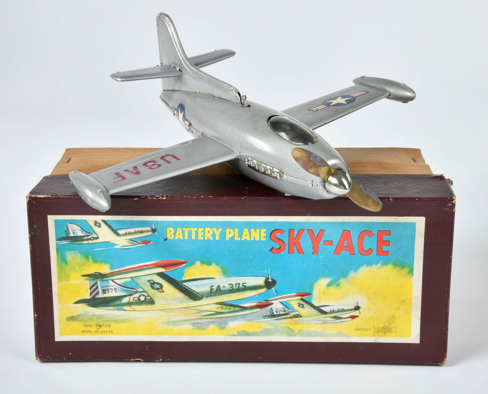 Nomura, Showa, Kampfflugzeug FA-375 Sky Ace: Nomura, Showa, airplane FA-375 Sky Ace, Japan, 30 cm, function ok, box, C 1-2