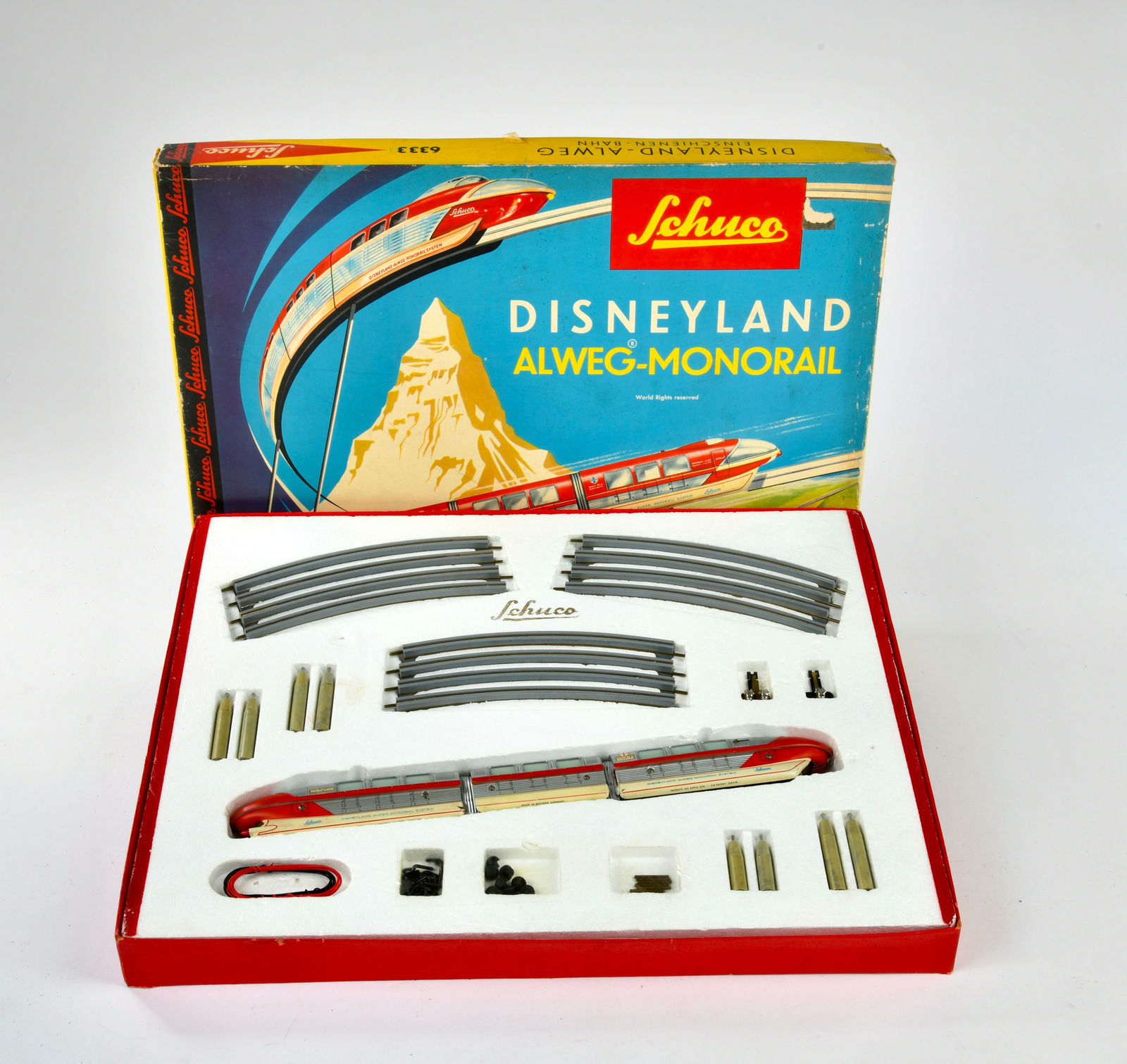 Schuco, Disneyland Alweg Monorail: Schuco, Disneyland Alweg Monorail, W.-Germany, mixed constr., box C 2, complete, min. paint d., C 2+
