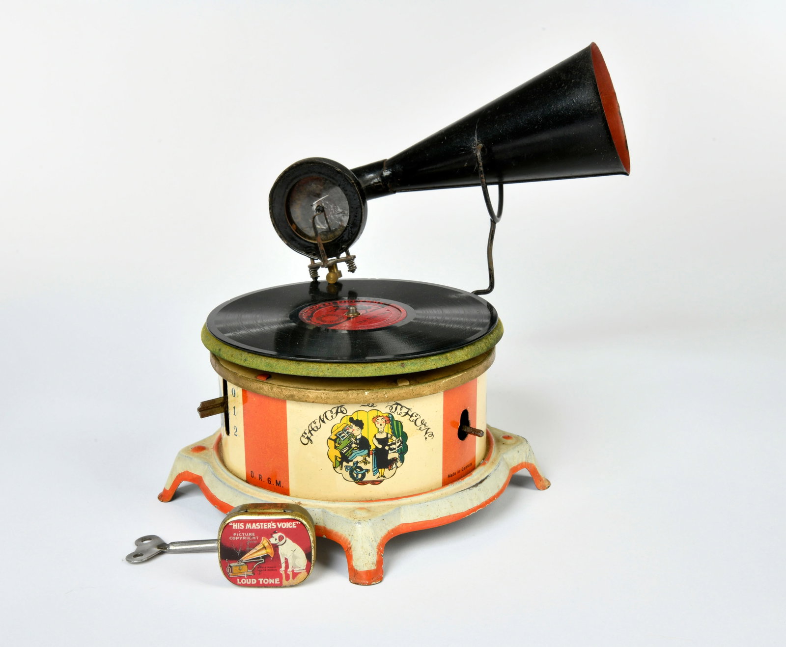Gama, Kindergrammophon: Gama, children's gramophone, Germany, tin, function ok, C 2