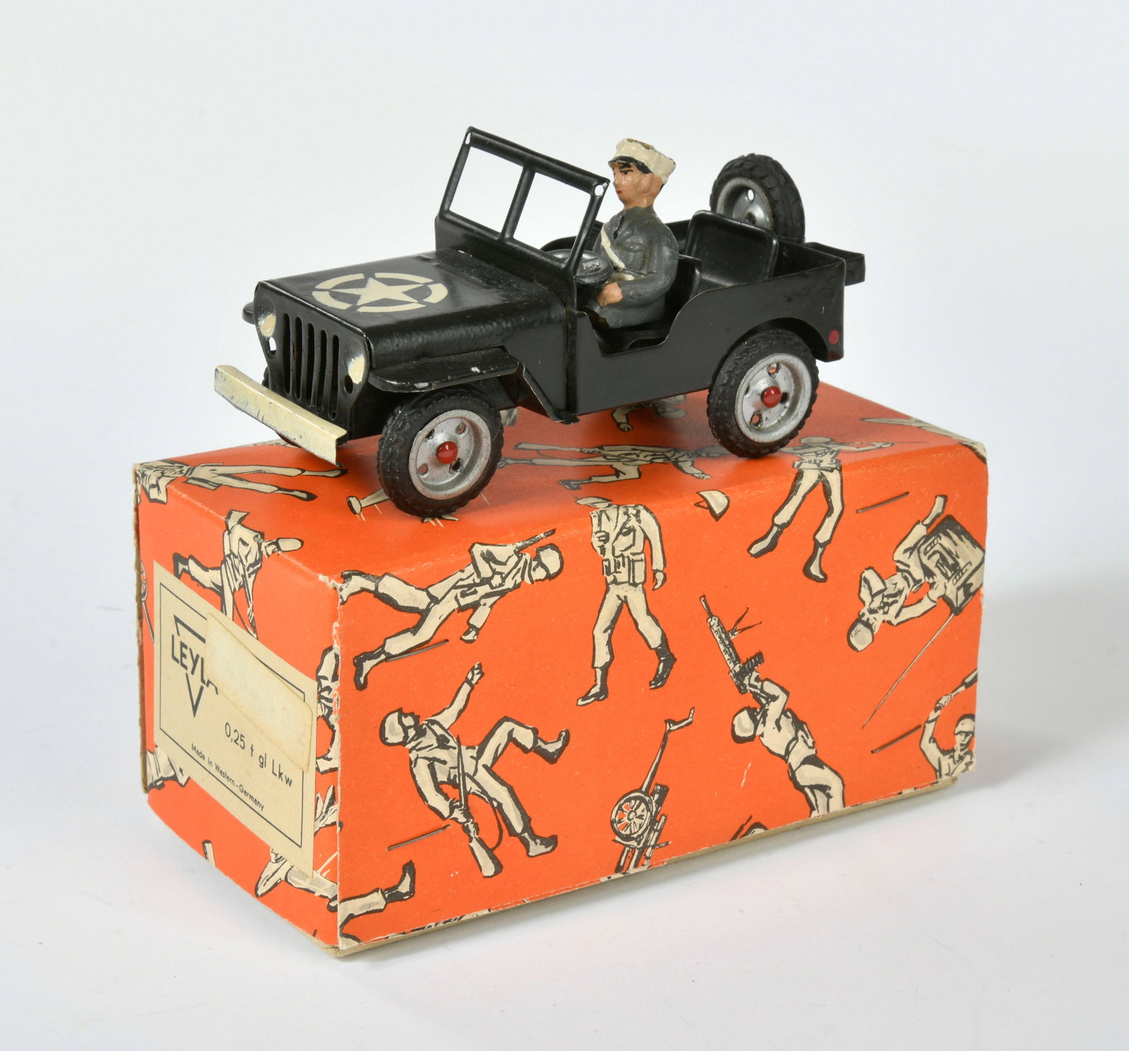 Militar Jeep: Military Jeep, Germany, tin, 14 cm, in Leyla box C 1-, C 1-