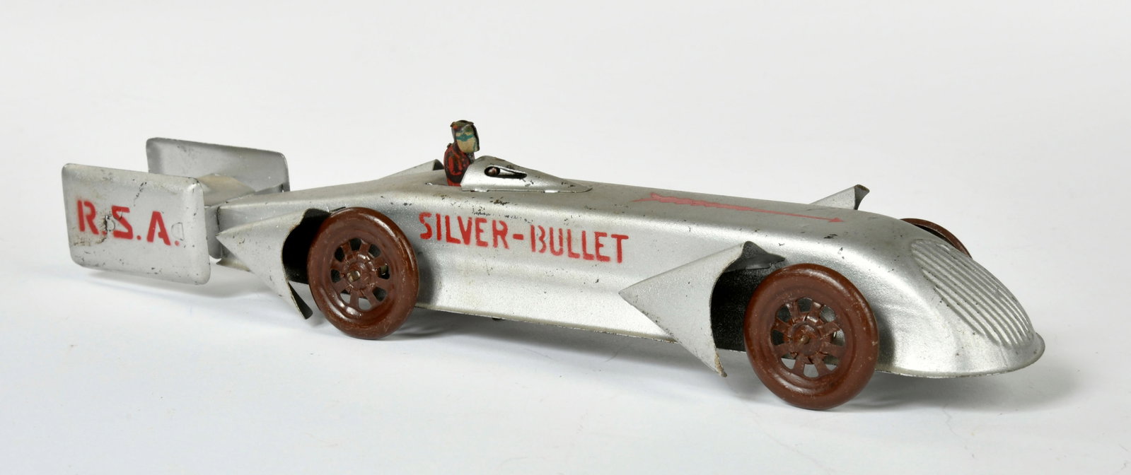 RSA, Silver Bullet Rennwagen: RSA, Silver Bullet racing car, Spain, 28 cm, tin, cw ok, paint d., C 2+