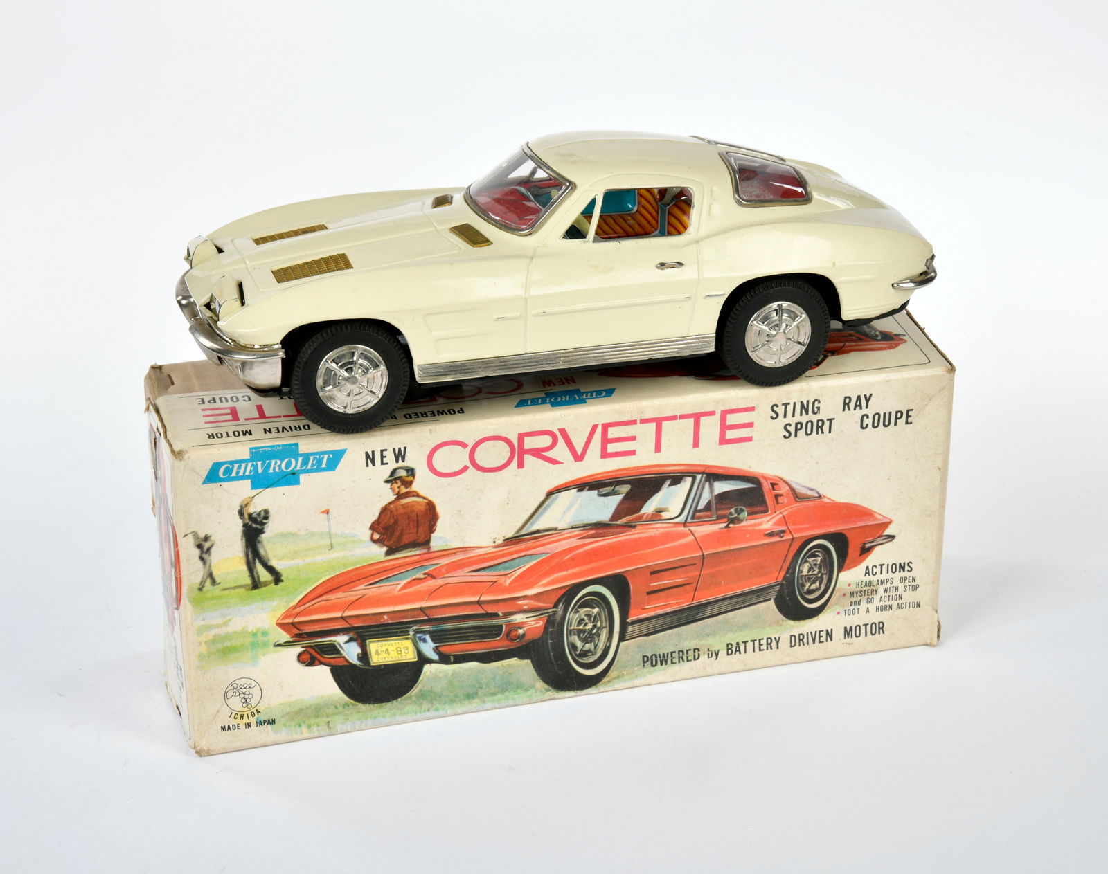 Ichida, Chevrolet Corvette: Ichida, Chevrolet Corvette, Japan, 30 cm, drive ok, paint d., box C 2, C 2