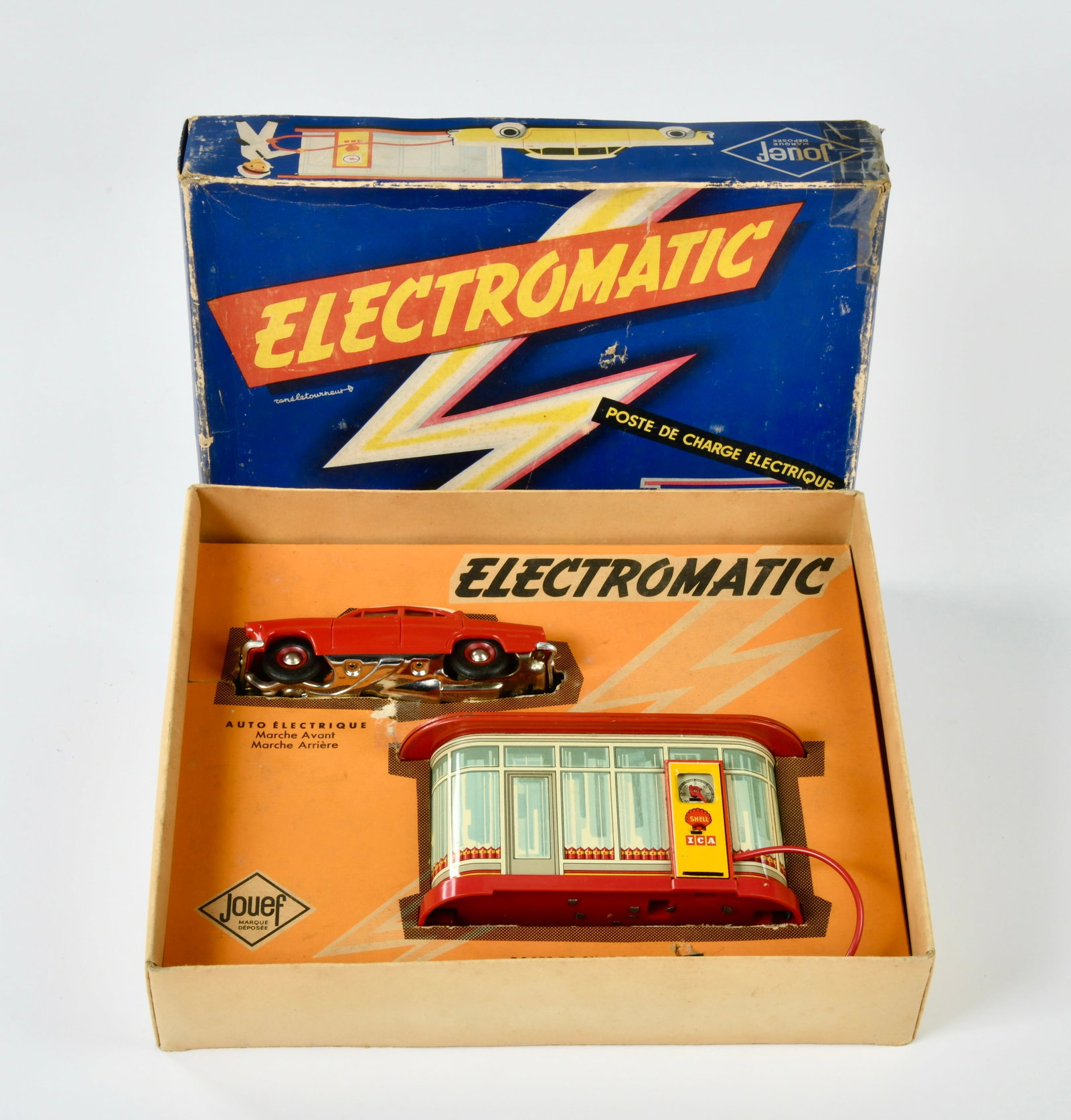 Jouef, Tankstelle Electromatic: Jouef, petrol station electromatic, France, tin, box, C 2