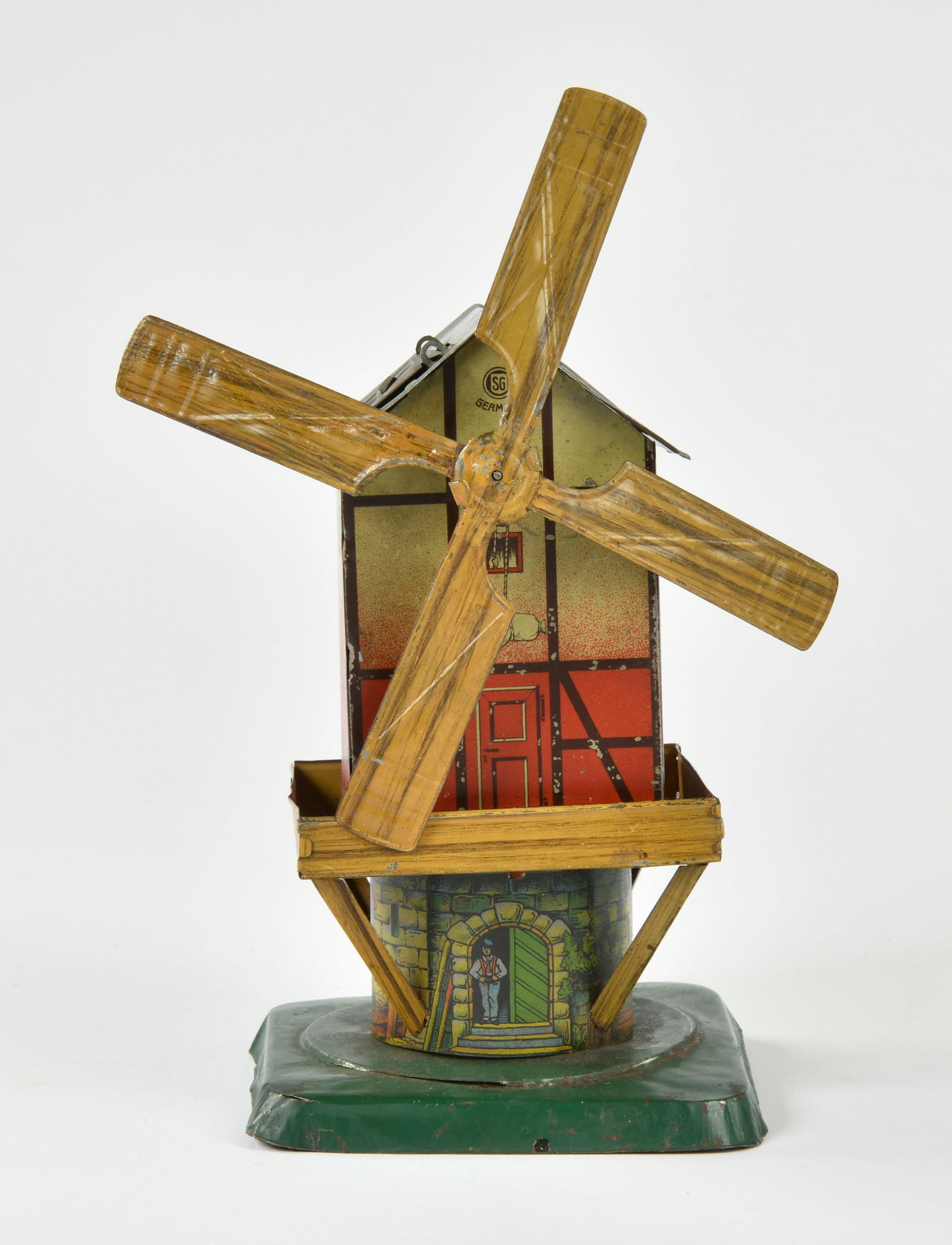 Gunthermann, Windmuhle: Gunthermann, windmill, Germany pw, 25 cm, cw ok, wings part. refinished, C 2-