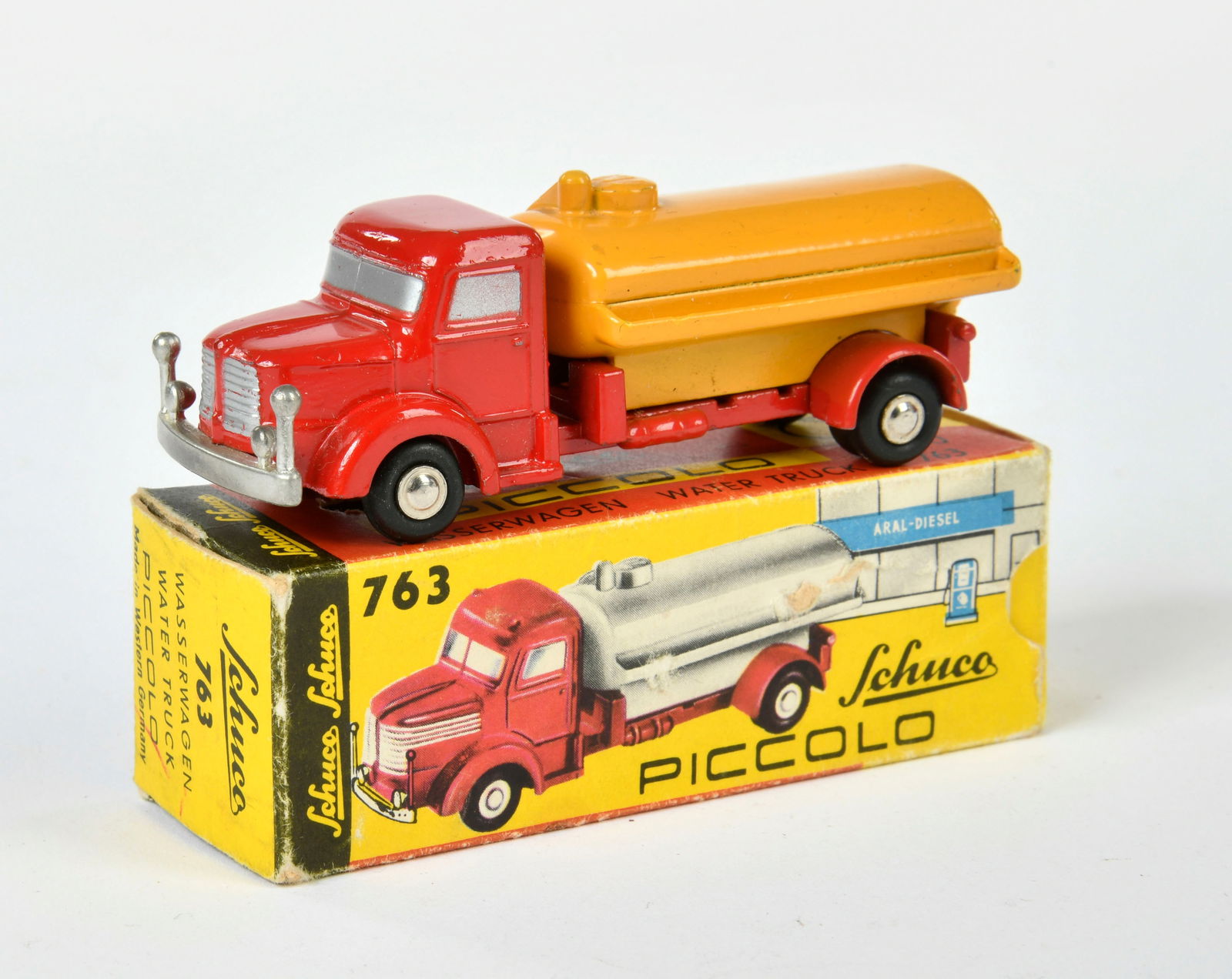 Schuco, Piccolo 763 Wasserwagen: Schuco, Piccolo 763 water vehicle, 1:90, W.-Germany, diecast, box C 2, C 1