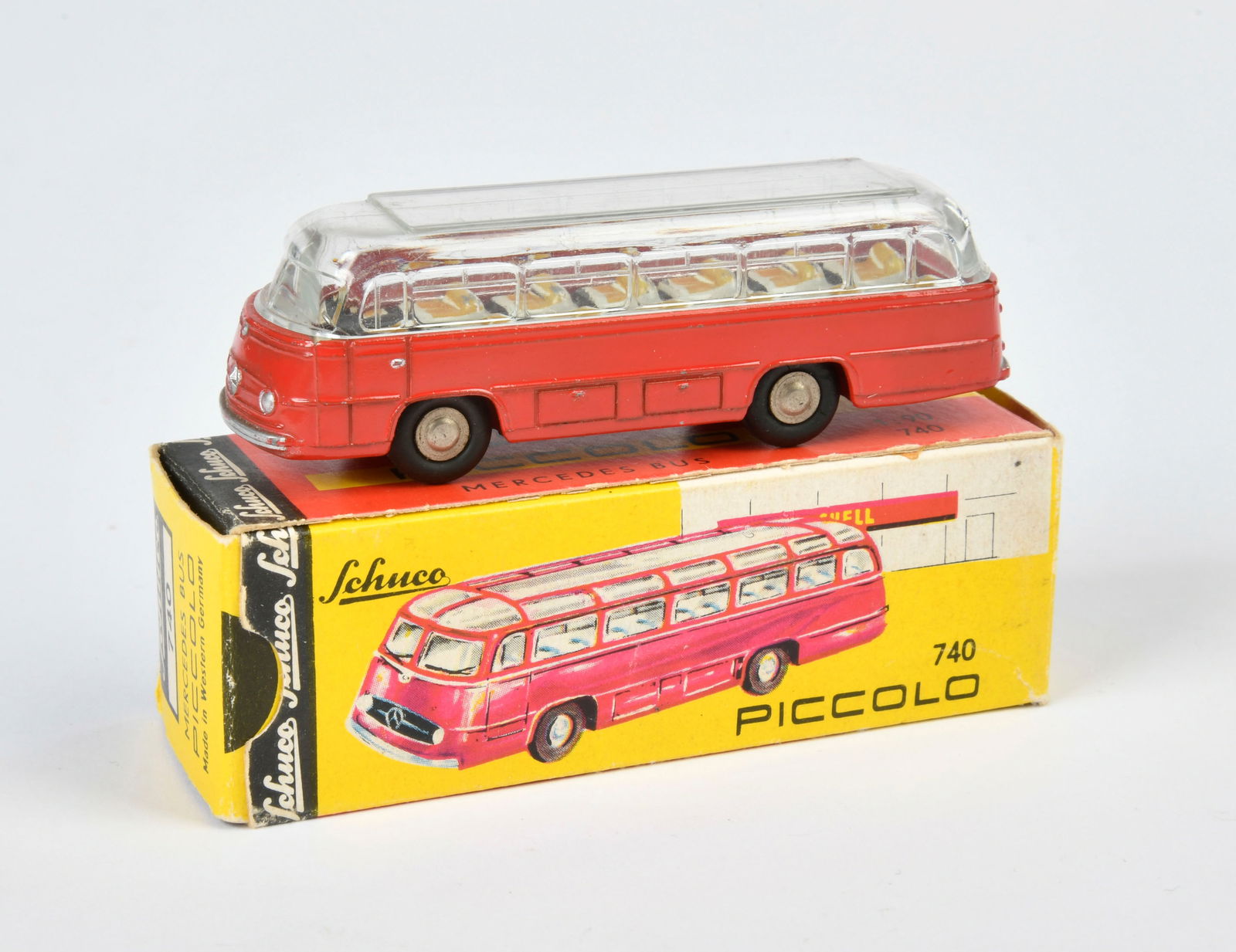 Schuco, Piccolo 740 Mercedes Bus: Schuco, Piccolo 740 Mercedes Bus, W.-Germany, 1:90, diecast, box C 1-, C 1