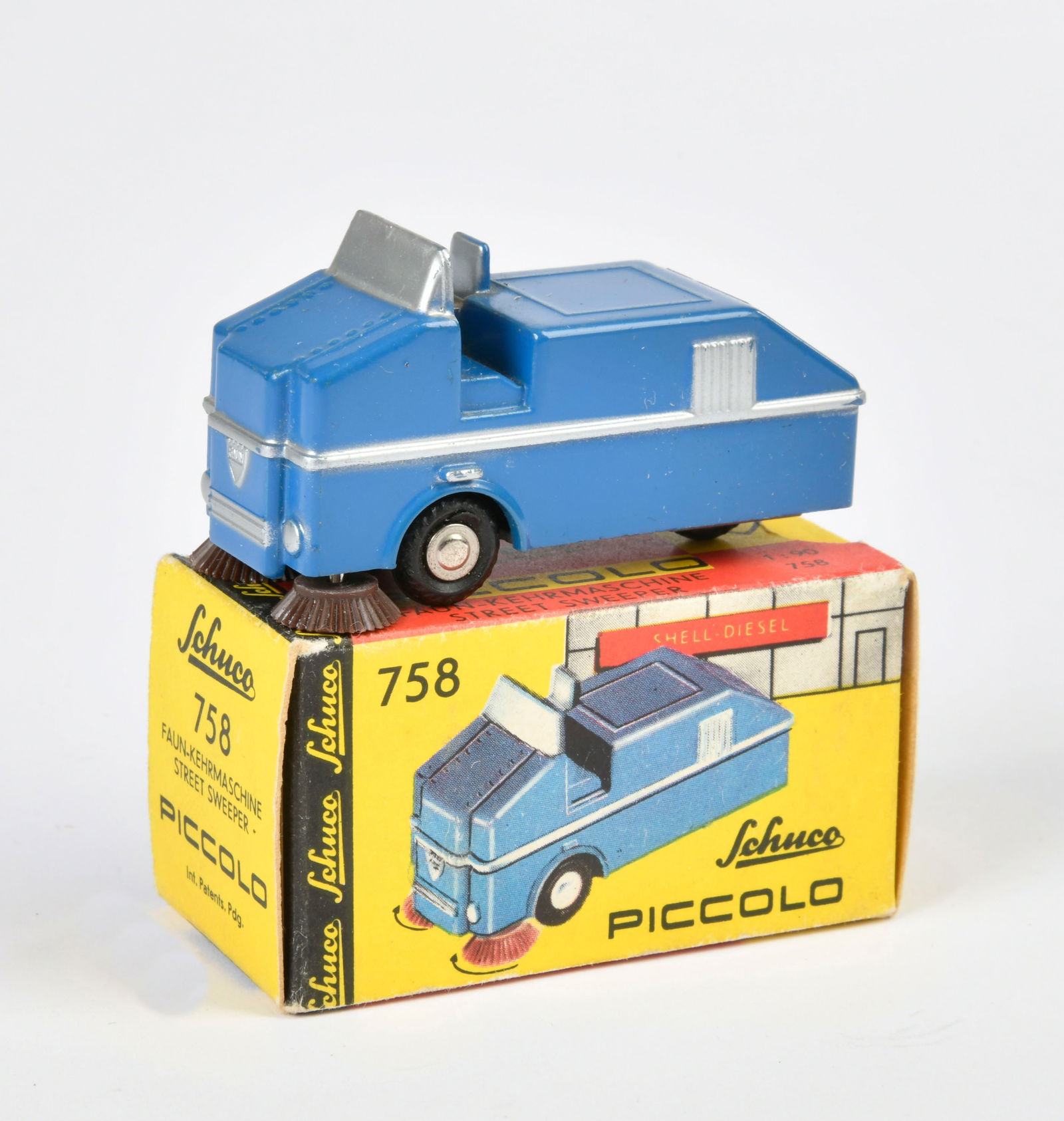 Schuco, Piccolo 758 Faun Kehrmaschine: Schuco, Piccolo 758 Faun Road Sweeper, W.-Germany, 1:90, diecast, box C 1, C 1