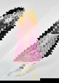 Heubach, Sitz-Puppe: Heubach, doll, Germany pw, around 1900, 64 cm, bisque shoulder-head (marked "Made in Germany - horseshoe - 1900-5"), real hair wig, sleep eyes, pierced ears, mouth open, no teeth, chin dimple, on kid-