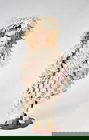 Armand Marseille, Puppe: Armand Marseille, doll, Germany, around 1900, 56 cm, bisque shoulder-head (marked "370 AM - 5 1/2 DEP. Armand Marseille"), real hair wig with ribbon, sleep eyes, open mouth, 4 teeth, kid skin body wit