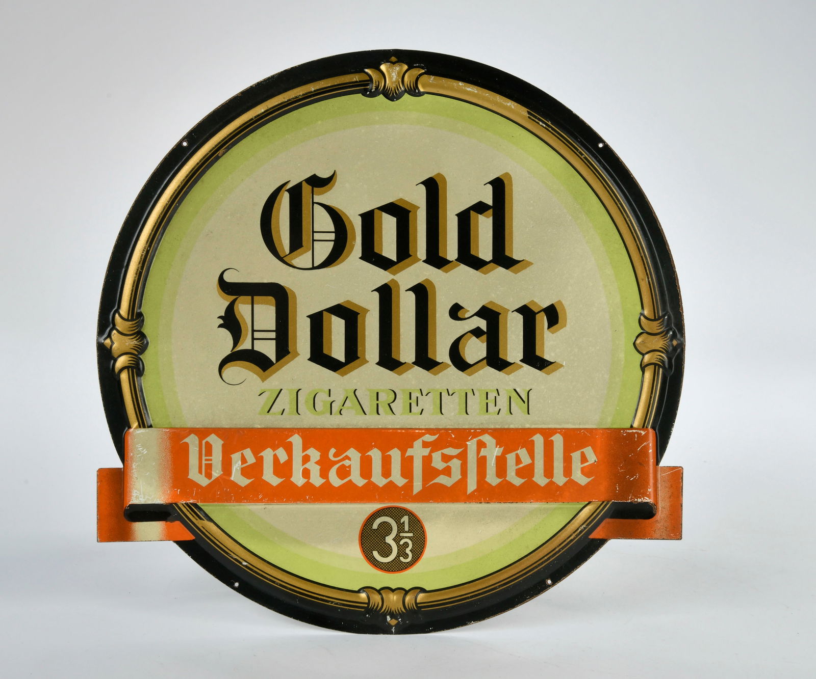 Gold Dollar Zigaretten, Blechschild: Gold Dollar Zigaretten, Blechschild, 32 cm, Z 2