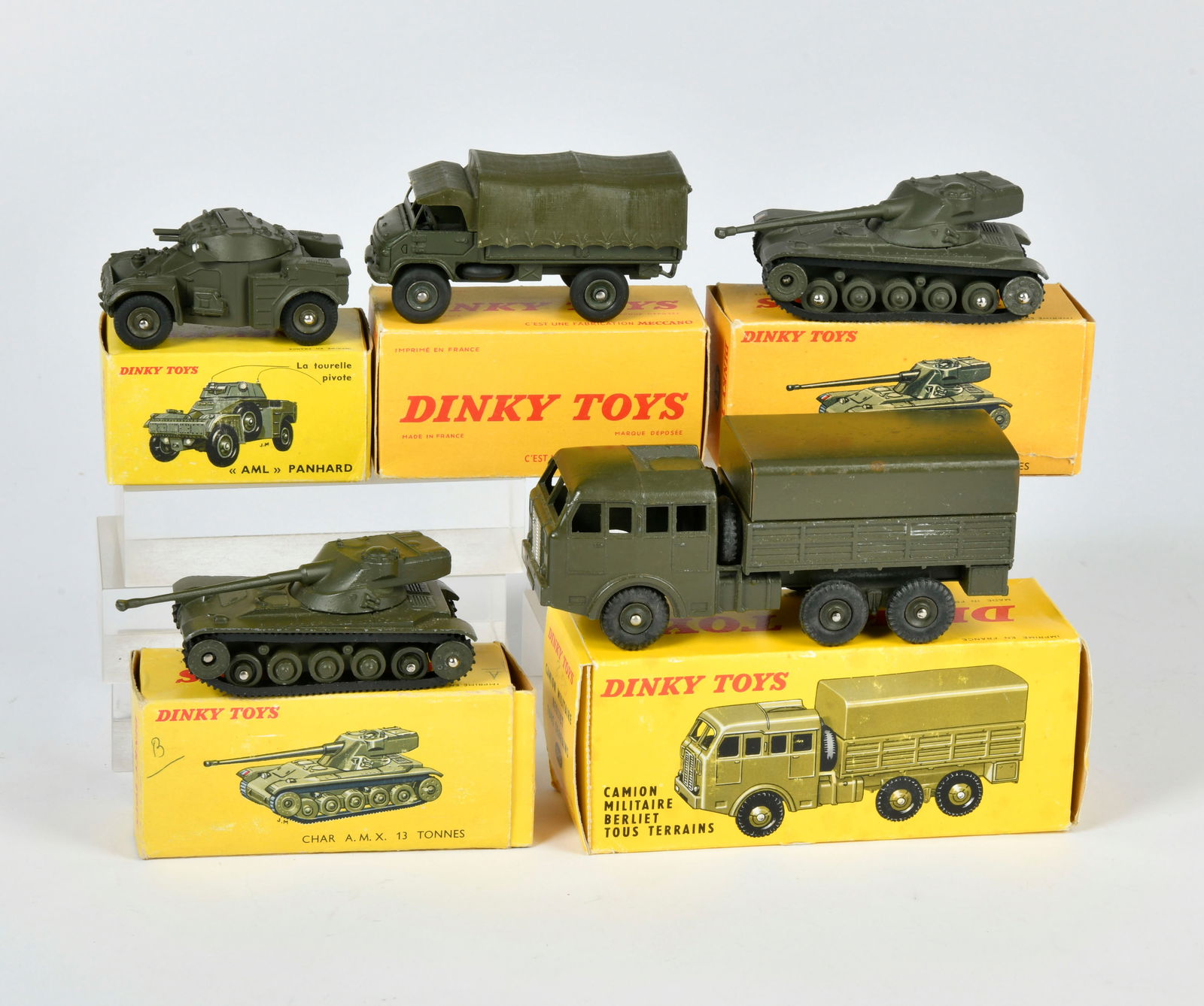 Dinky Toys, 5 Militarmodelle, 821, 817, 80C, 818, 814 (1 of 1)