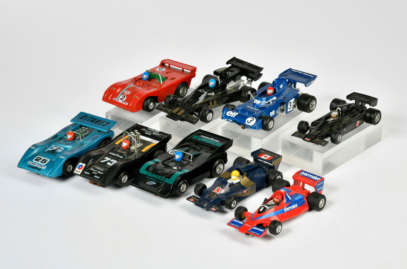 Polistil, 9 Slotcars: Polistil, 9 Slotcars, Italy, Kst, meist Z 1-2, teilw. bespielt