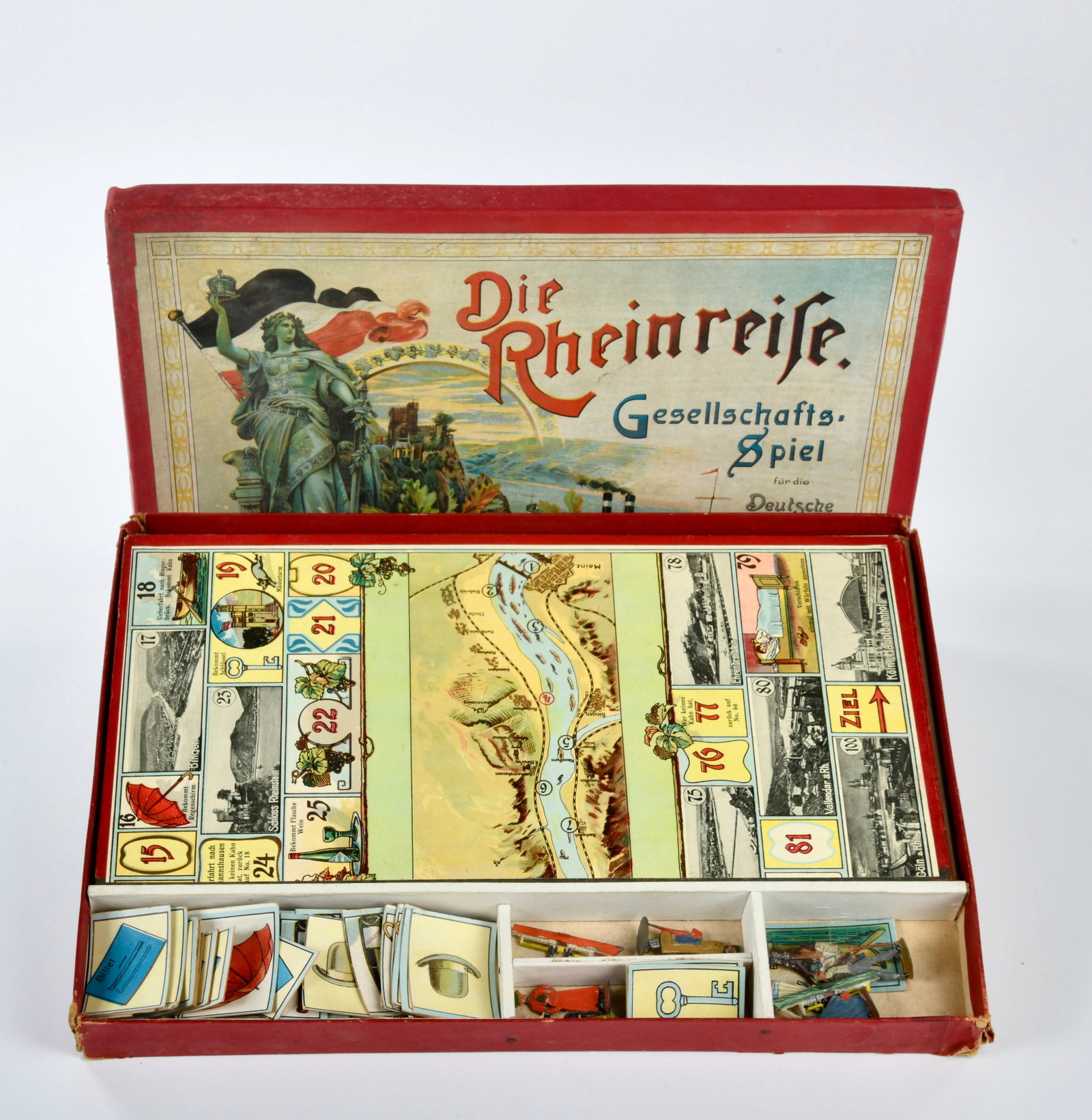 Die Rheinreise, Gesellschaftsspiel fur die Deutsche Jugend: Die Rheinreise, Gesellschaftsspiel fur die Deutsche Jugend, Spear - Nurnberg, ca 1900, Z 1-2