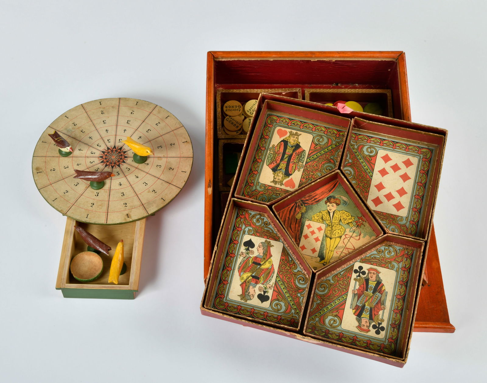 Nain Jaune und Vogelspiel: Nain Jaune und Vogelspiel, France/ Germany 1900, 22 - 32 cm, Karten fehlen, sonst schoner Originalzustand