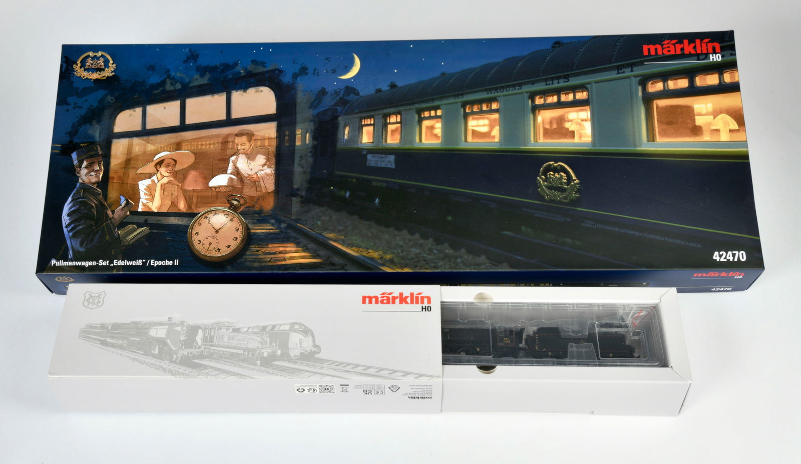 Marklin, 42470 Set Pullmanwagen Edelweiss & 39244 Dampflok 13 EST (1 of 1)