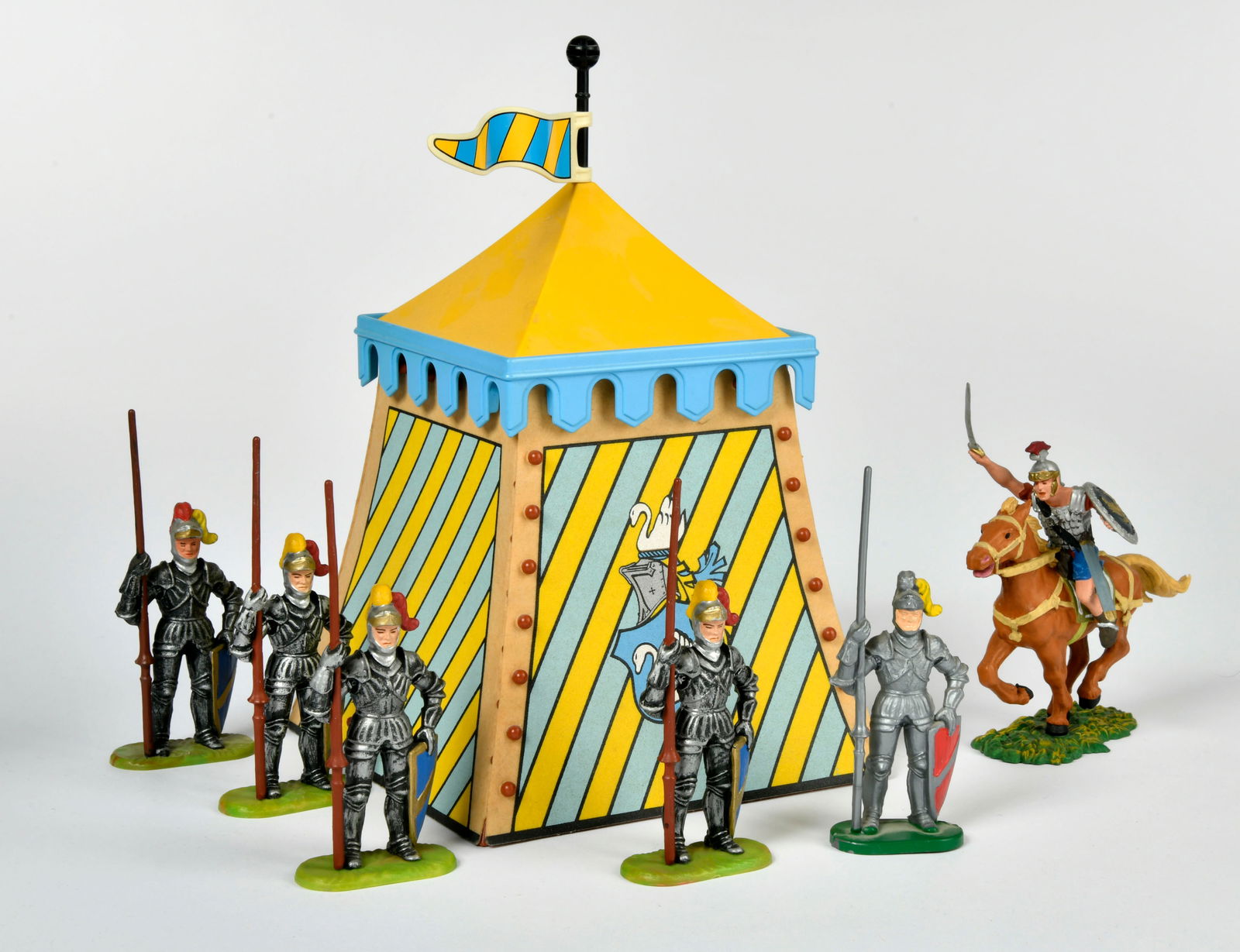 Elastolin/Playmobil, Mittelalterliches Zelt mit 5 Wachen, 1 romischer Reiter (1 of 1)