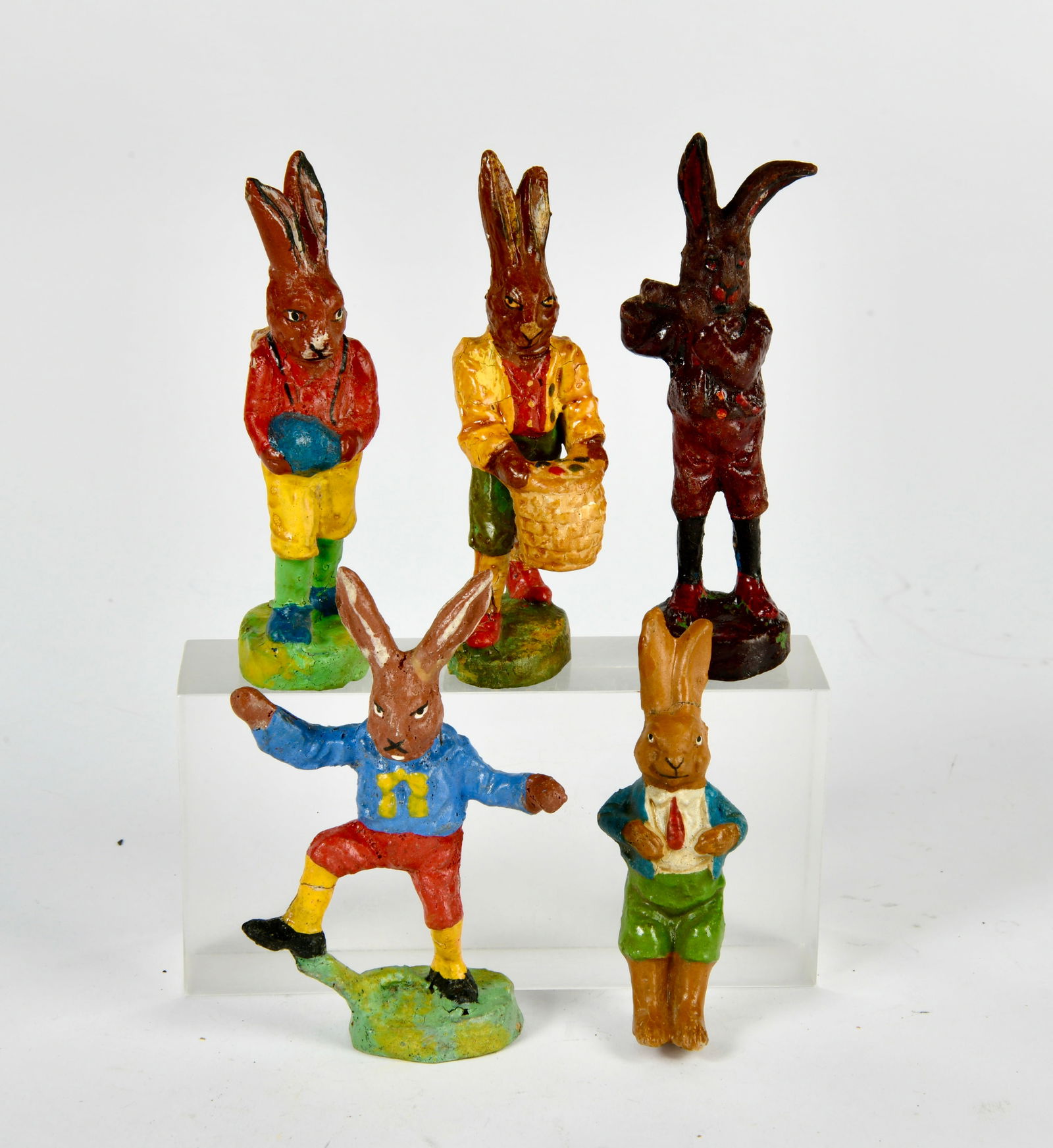 5 Osterhasen: 5 Osterhasen, 9,5 cm, Masse, ungemarkt, LM
