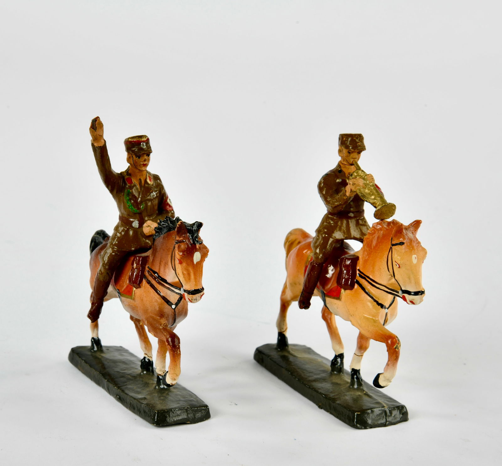 Elastolin, 2 SA Manner zu Pferd: Elastolin, 2 SA Manner zu Pferd, Germany VK, 7,5 cm, Masse, Z 1
