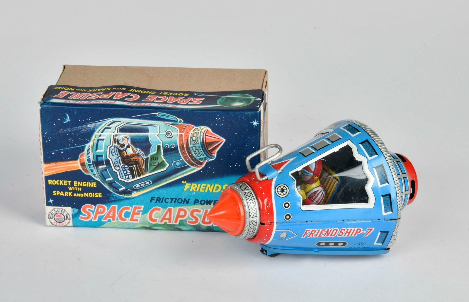 Horikawa, Space Capsule Friendship 7: Horikawa, Space Capsule Friendship 7, Japan, 16,5 cm, Blech, Friktion ok, Okt Z 1, Z 1