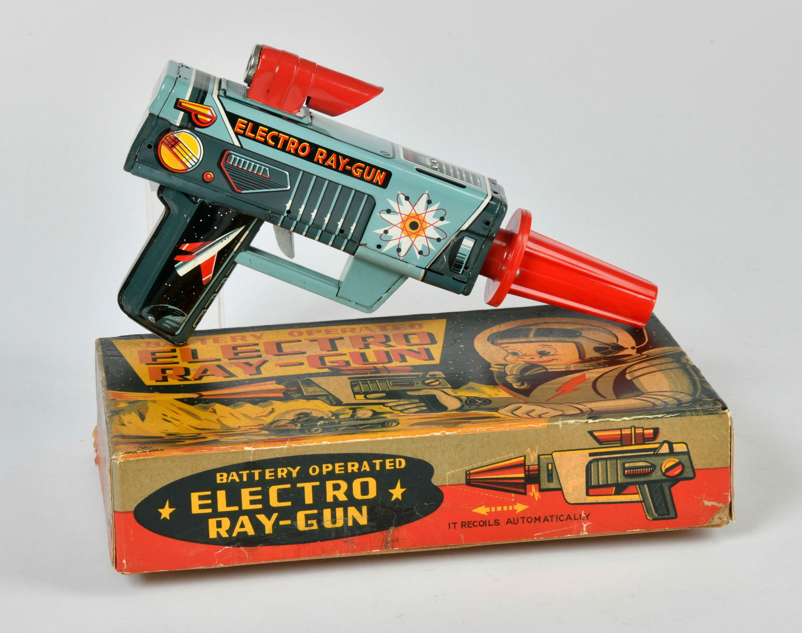 Yonezawa, Electro Ray Gun: Yonezawa, Electro Ray Gun, Japan, 24 cm, Blech, Okt, min. LM, Funktion ok, Z 2+