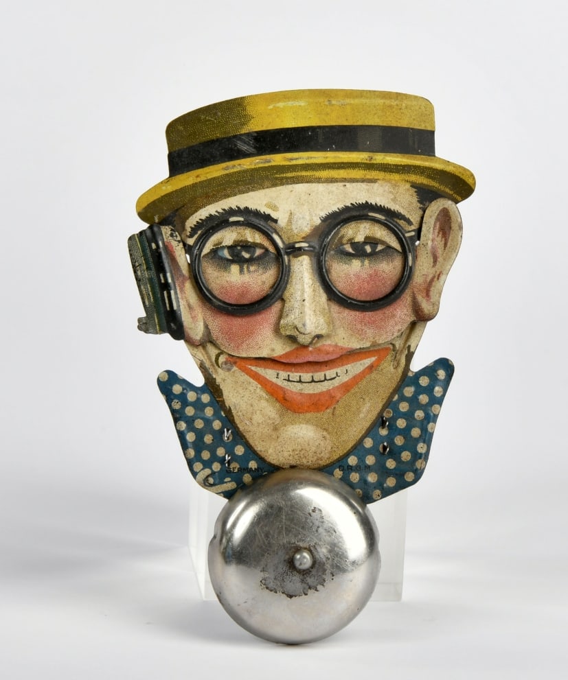 Harold Lloyd Druckspiel mit Glocke: Harold Lloyd Druckspiel mit Glocke, 16 cm, Blech, Funktion ok, Z 2