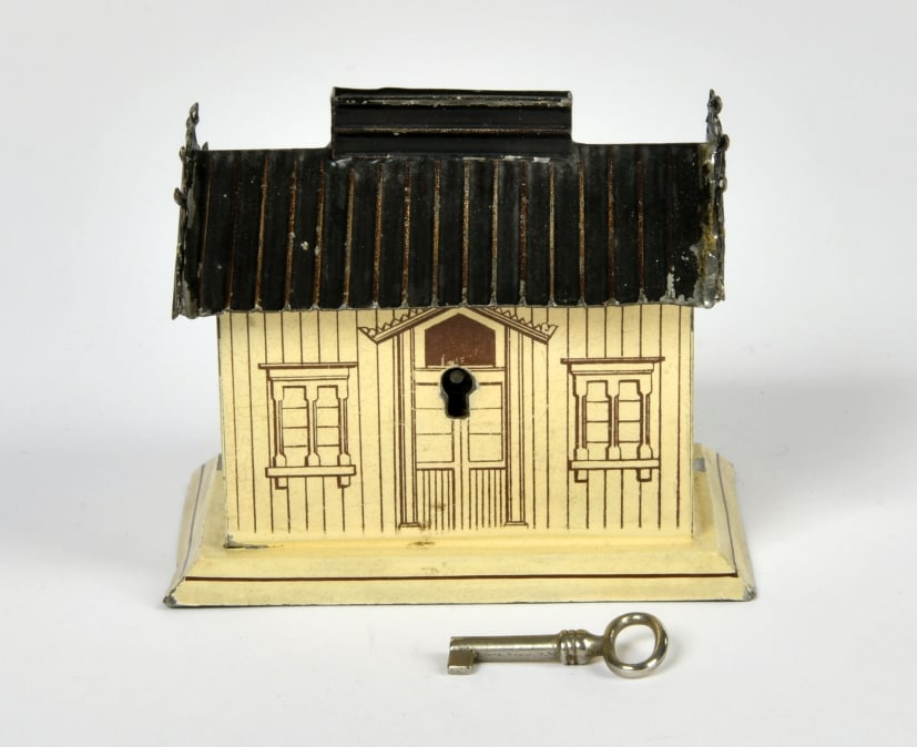 Rock & Graner, Spardose: Rock & Graner, Spardose, Germany VK, 10 cm, Blech, mit Schlussel, Z 1-2