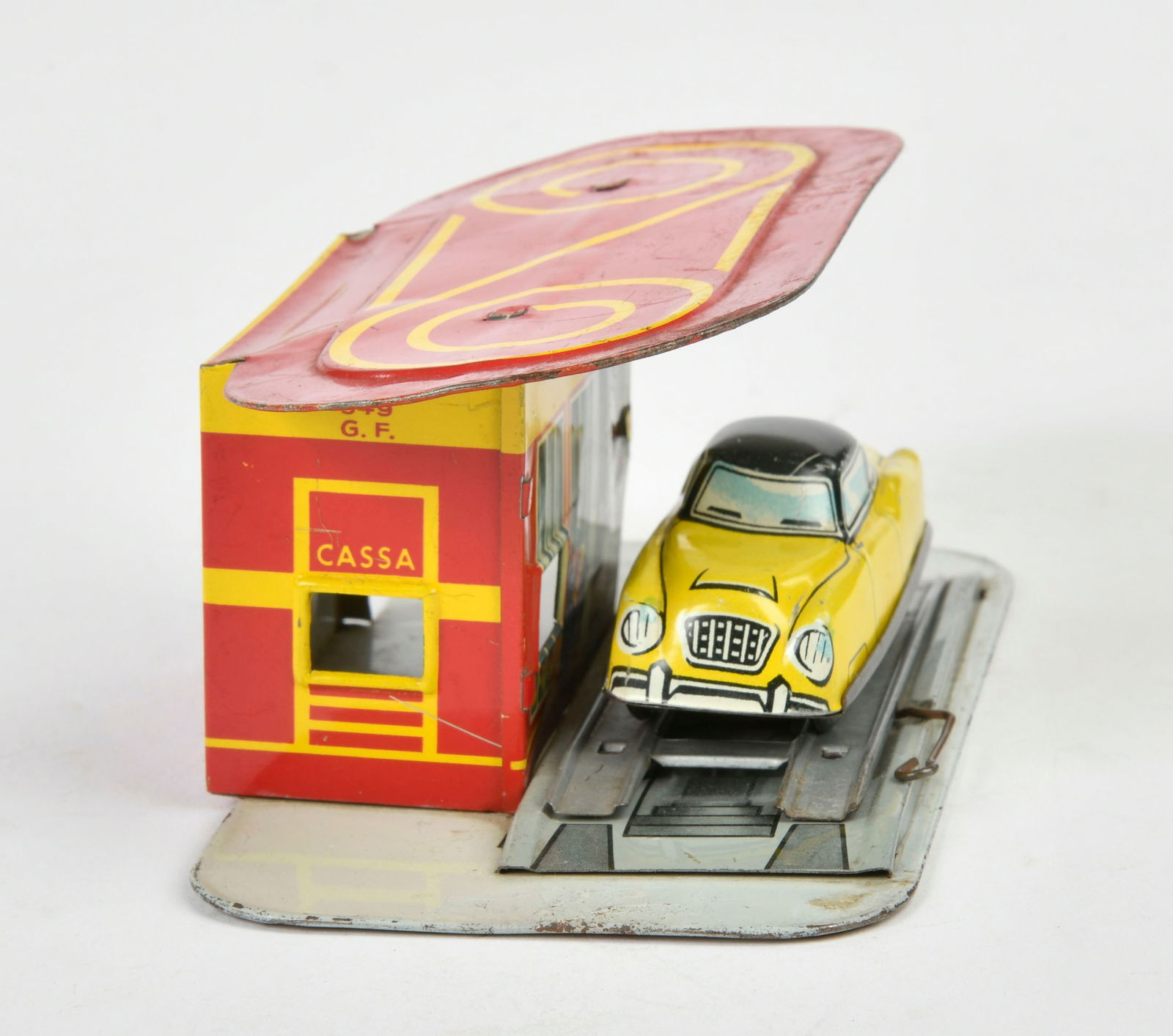 Fischer, Tankstelle mit Wagenheber und Auto (1 of 1)