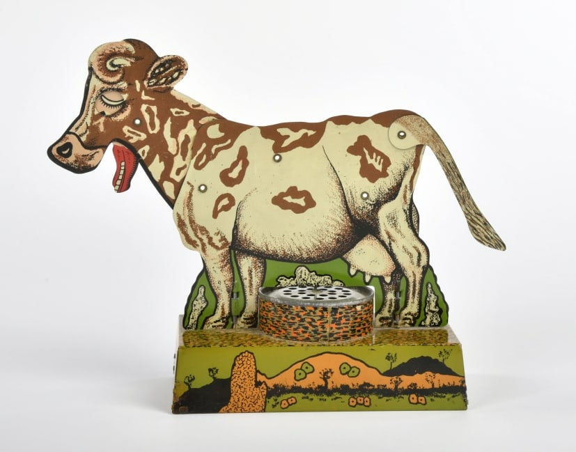 Kuh mit Blasebalg: Kuh mit Blasebalg, Blech, 26 cm, Funktion ok, Z 1-2