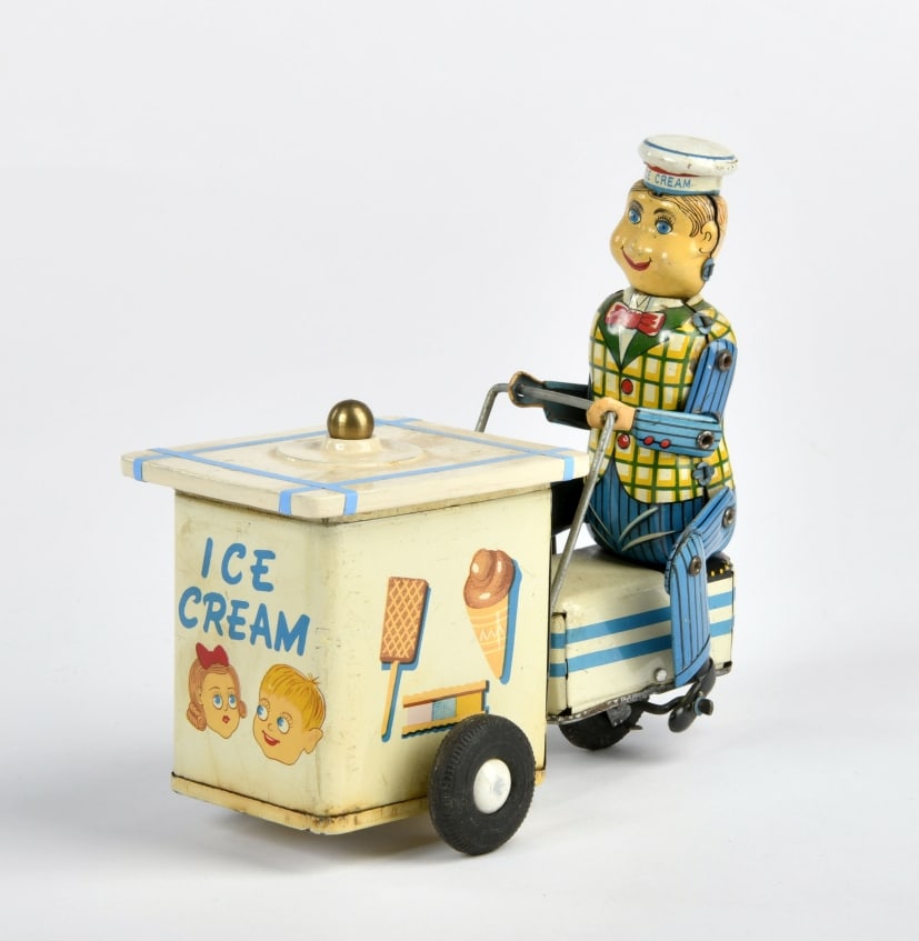 Eisverkaufer: Eisverkaufer, wohl Japan, 13 cm, Friktion ok, GemBw, Z 2