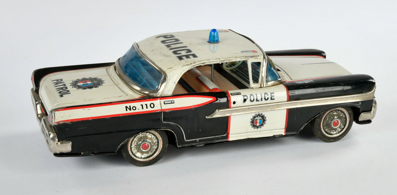 Yonezawa, Mercury 1958 Police: Yonezawa, Mercury 1958 Police, Japan, 29 cm, Friktion defekt, LM, Z 3