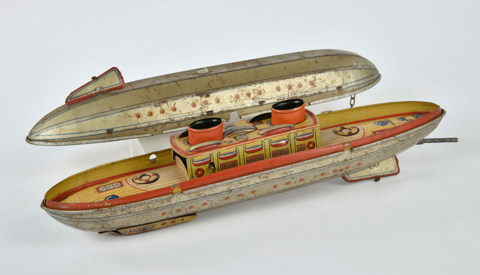 Technofix, Verwandlungs Zeppelin 214: Technofix, Verwandlungs Zeppelin 214, 30 cm, Blech, UW defekt, LM, Z 3