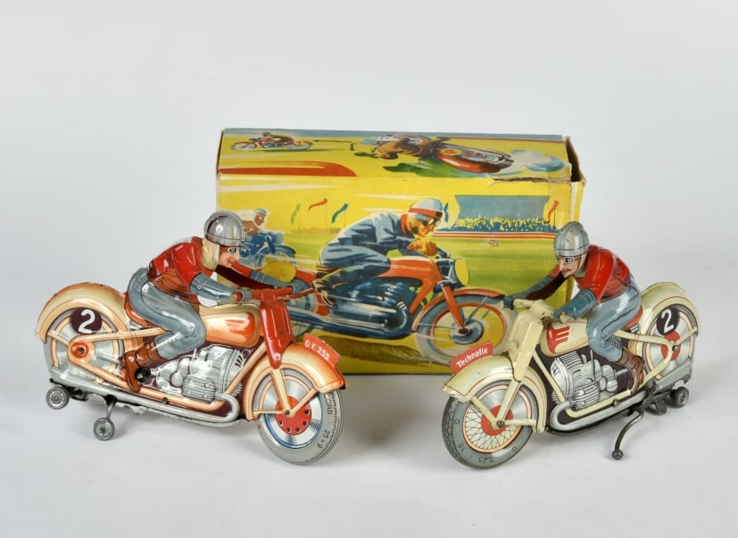 Technofix, 2x Motorrad GE 255: Technofix, 2x Motorrad GE 255, US Z. Germany, 18 cm, Blech, UW ok, min. LM, 1x Okt Z 2, Z 1-2