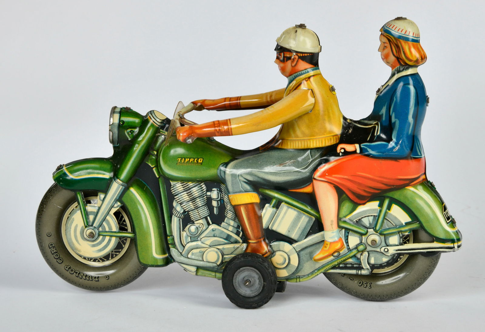 Tippco, Motorrad 597: Tippco, Motorrad 597, W.-Germany, 23 cm, Blech, Friktion ok, Scheibe fehlt, min. LM, Z 2