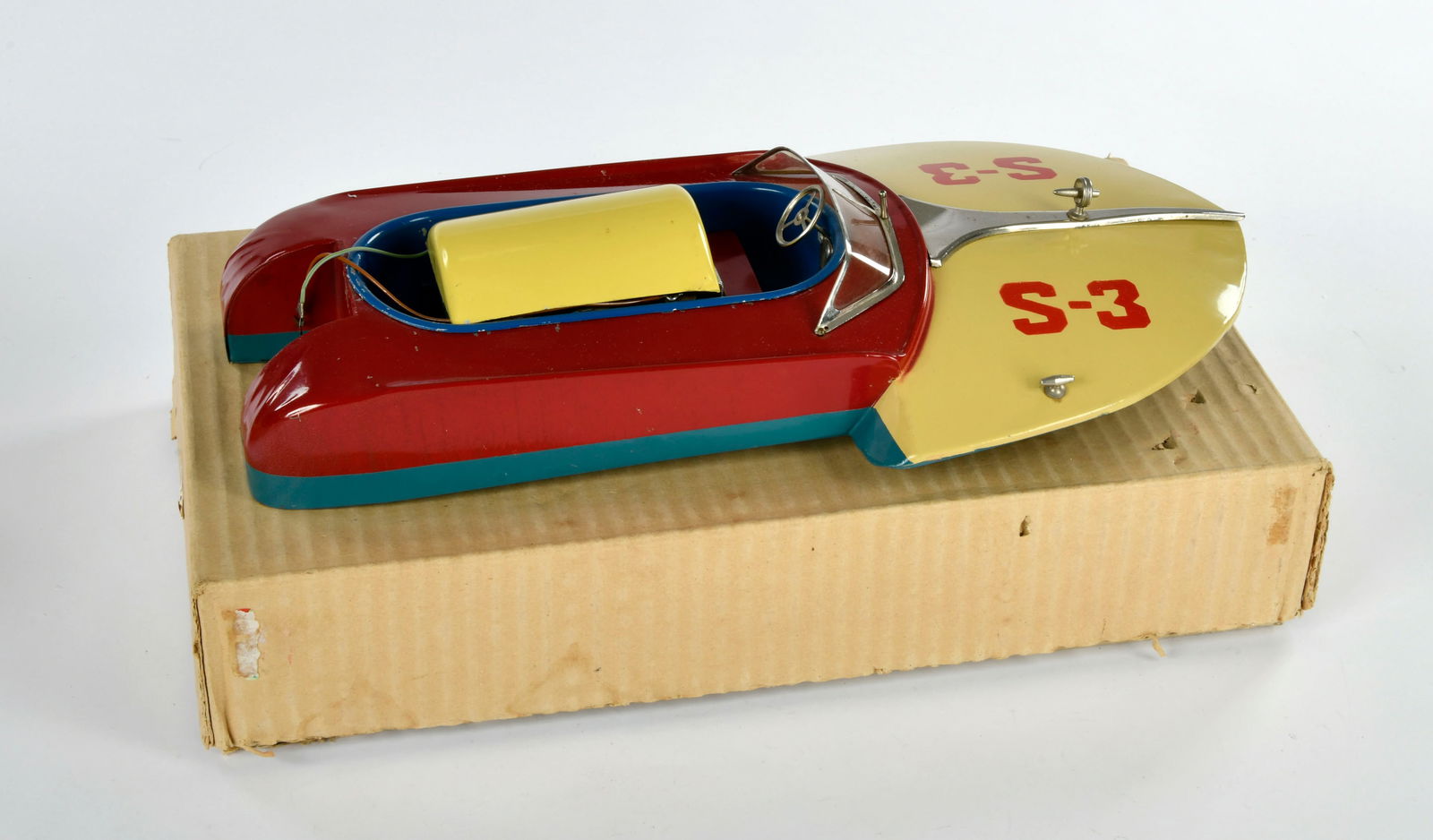 Sakai, Rennboot: Sakai, Rennboot, Japan, mit allem Zubehor, Blech, 40cm, Funktion ok, Okt Z 1-, Z 1-