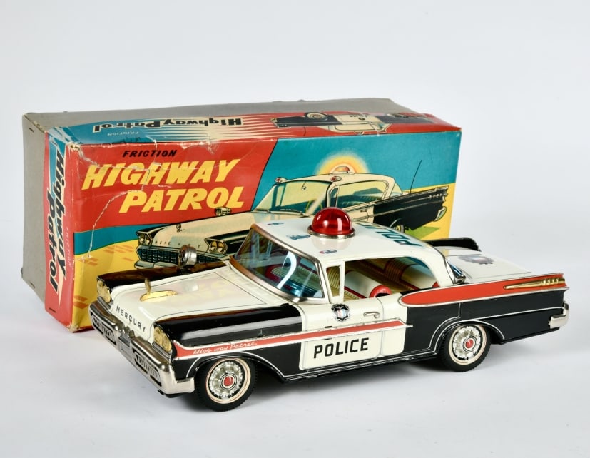 Yonezawa, Mercury Police: Yonezawa, Mercury Police, Japan, Blech, 29cm, Friktion u. Sirene ok, Okt Z 2-, Z 1-