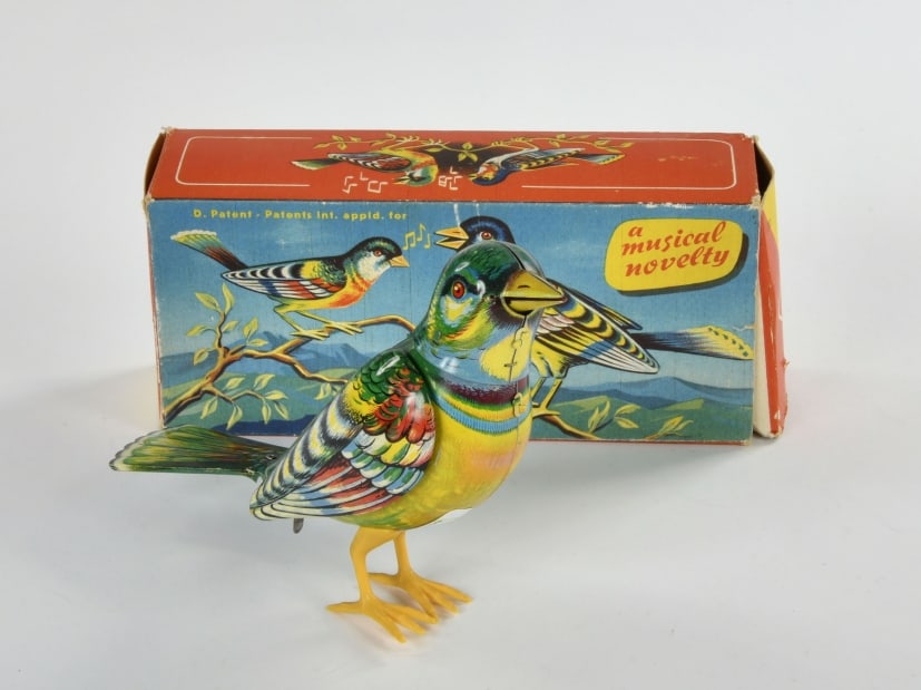 Kohler, Singvogel: Kohler, Singvogel, W.-Germany, 20 cm, Blech, UW + Funktion ok, Okt Z 2, ein Bein geklebt, sonst Z 1