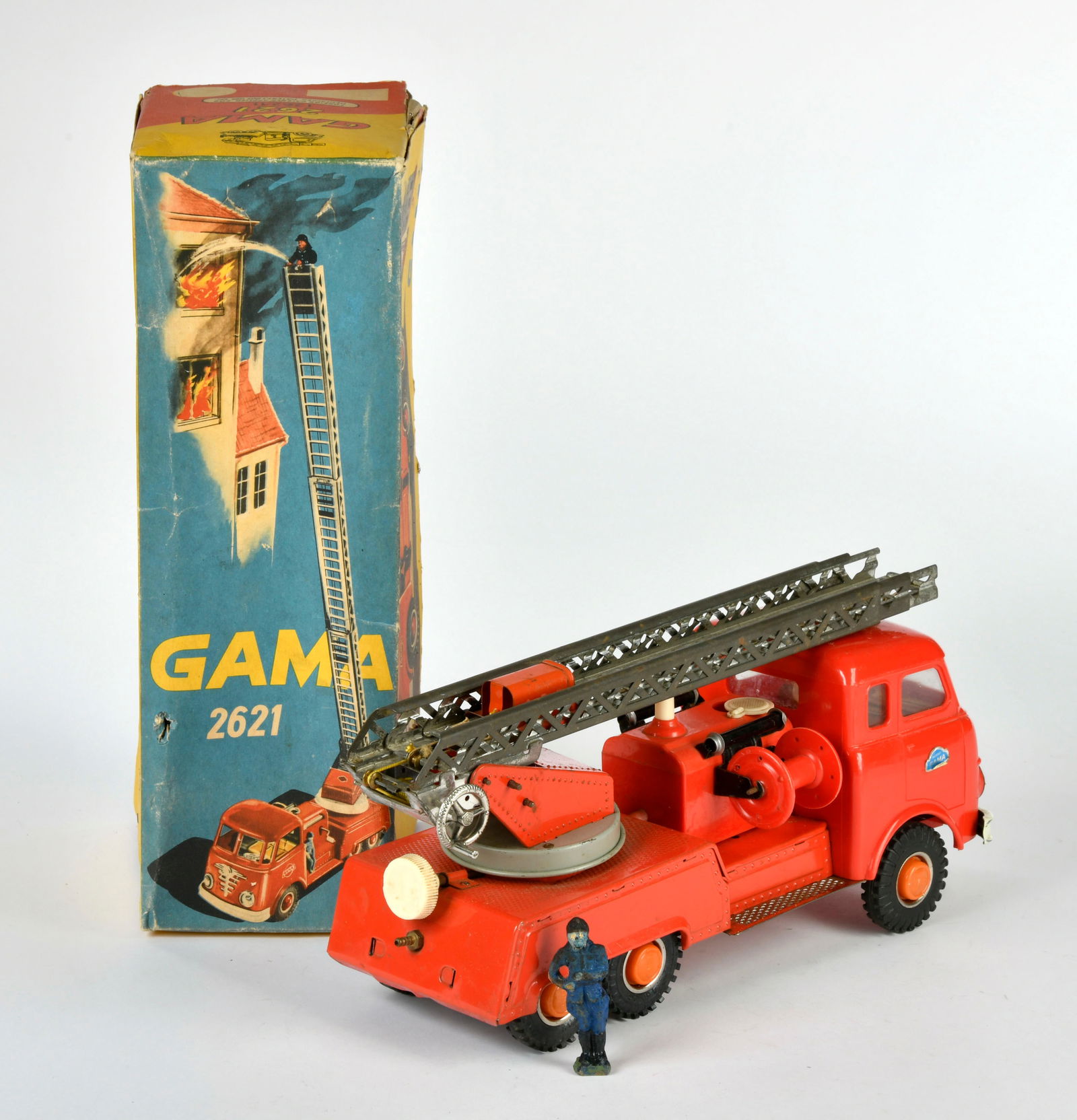Gama, Feuerwehr 2621: Gama, Feuerwehr 2621, W.-Germany, 30 cm, Blech, Friktion ok, LM, Okt Z 2-, Z 2-