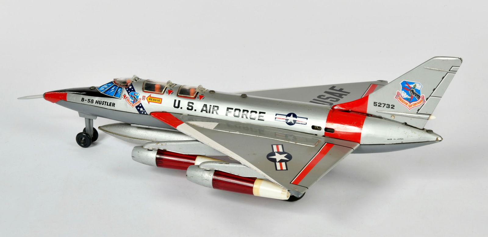 Marx Toys, Convair B-58 Hustler: Marx Toys, Convair B-58 Hustler, USA/Japan, 52 cm, Funktion ok (Licht, Motor, Gerausche), LM, Z 3-4