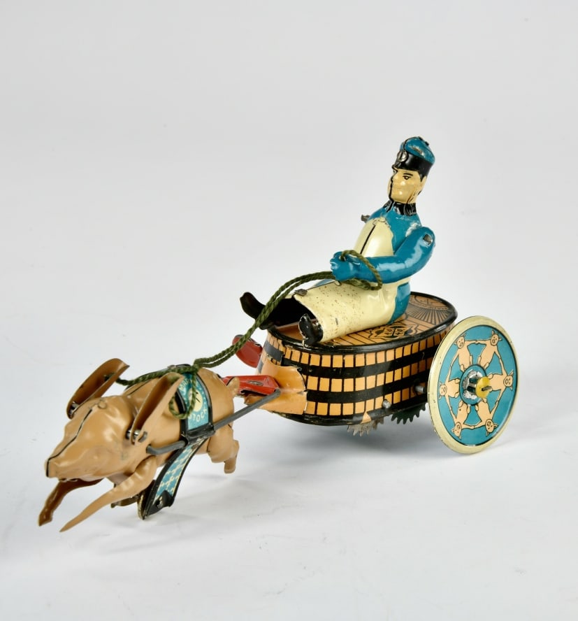 Stock, Schweinekutsche: Stock, Schweinekutsche, Germany, 20 cm, Blech, UW ok, ein Arm fehlt, sonst Z 2