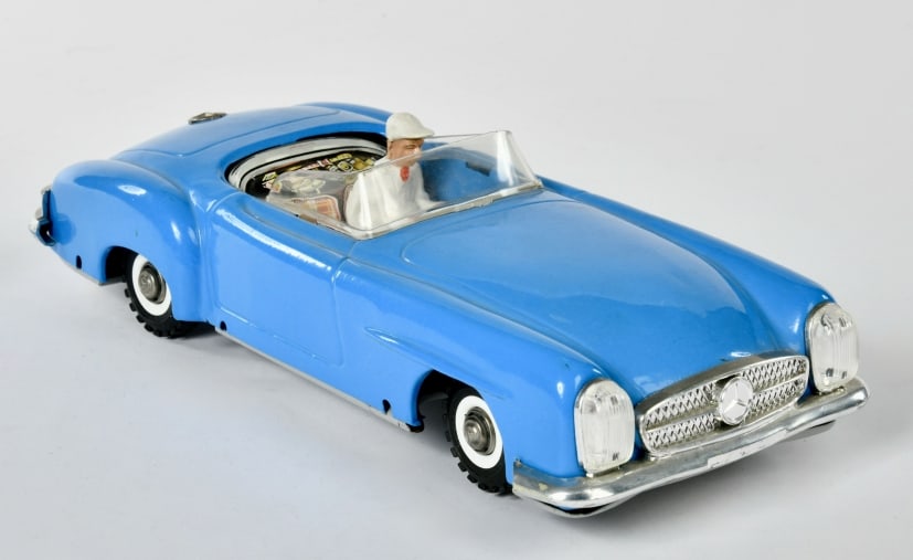 Seidel, Mercedes Cabrio: Seidel, Mercedes Cabrio, W.-Germany, 26 cm, Blech, UW ok, neu lackiert