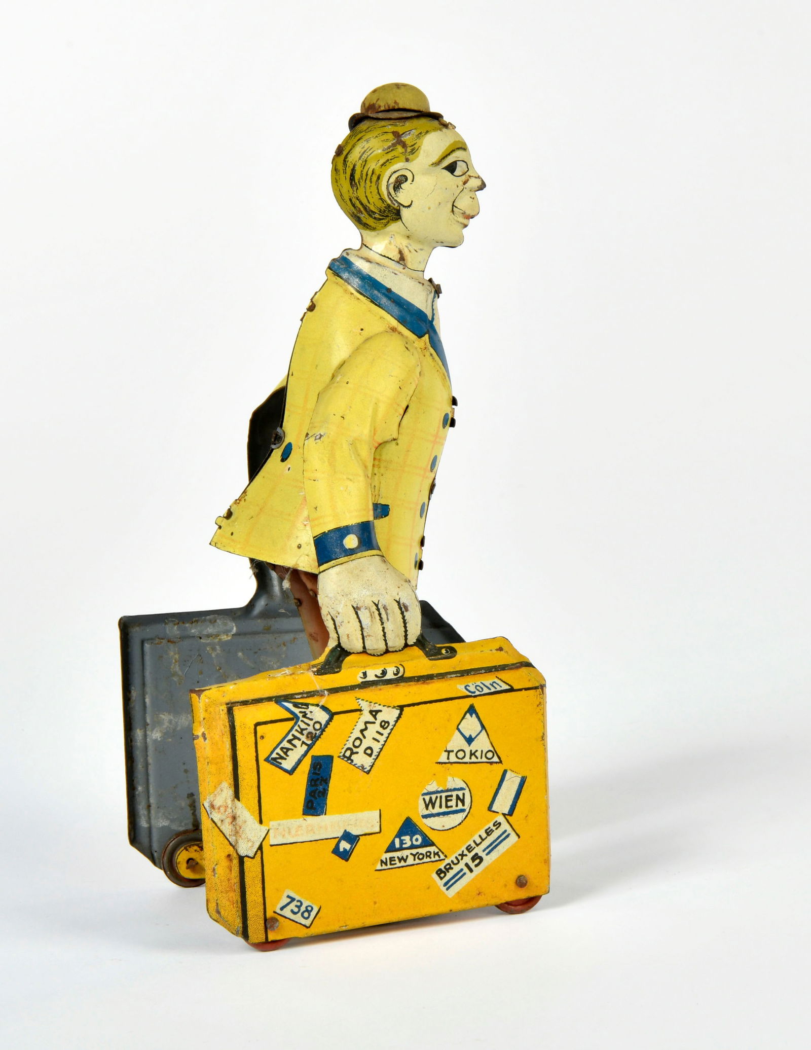 Distler, Mann mit Koffern: Distler, Mann mit Koffern, Germany VK, 19 cm, Blech, UW defekt, LM, Z 3