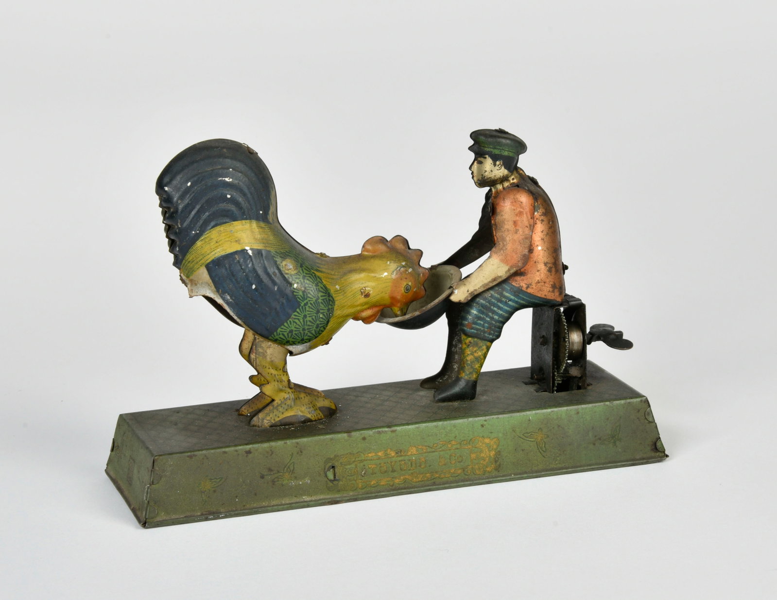 Junge mit Hahn: Boy with rooster, Japan pw, 19 cm, cw stuck, paint d.