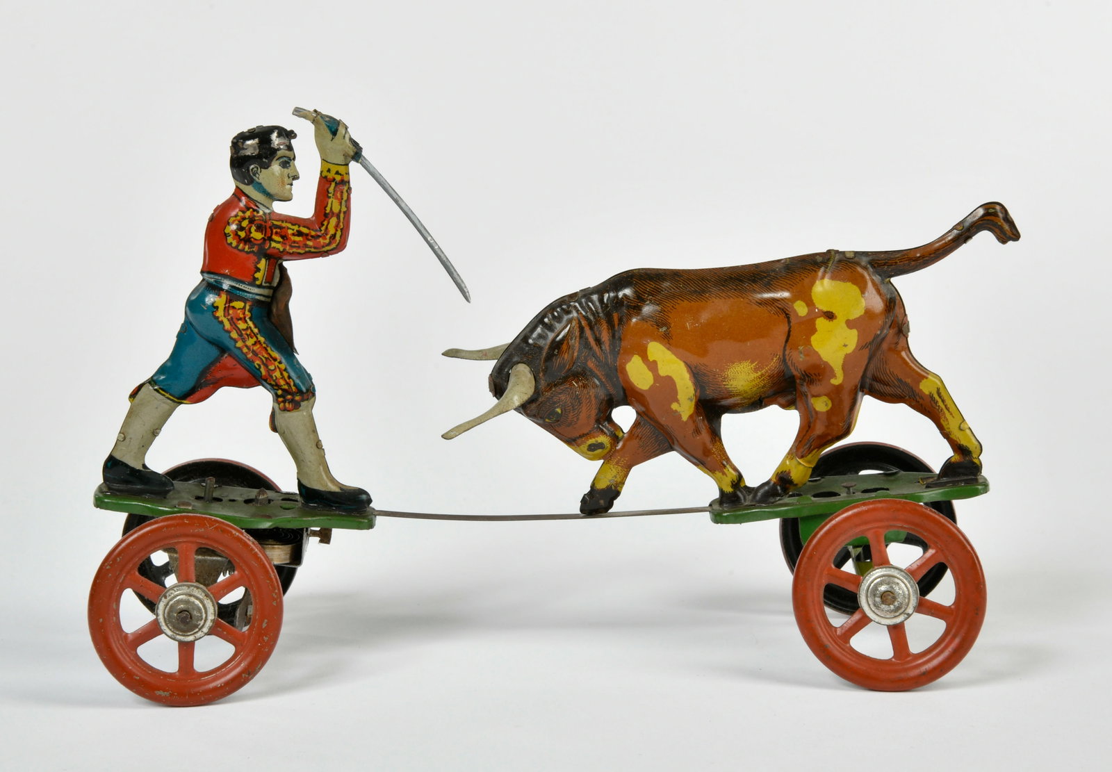 Einfalt, Torero mit Stier: Einfalt, torero with bull, Germany pw, 22 cm, tin, cw ok, min. paint d., C 1-2